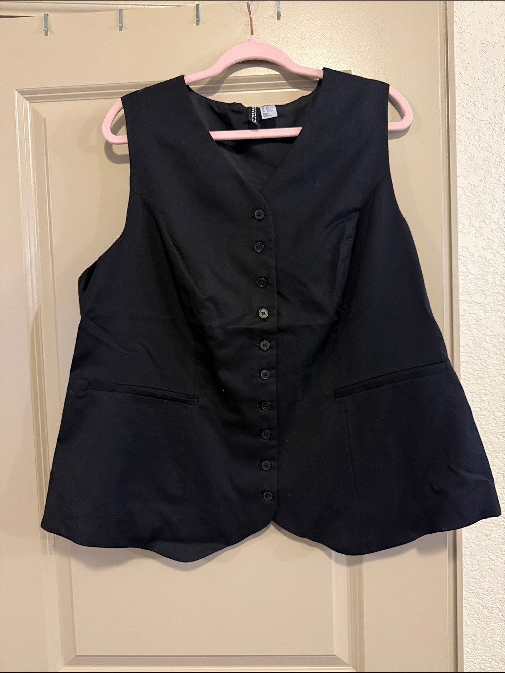 Divided Black Button-Front Women's Vest